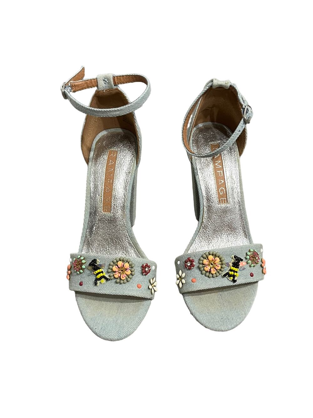 Rampage Women's Light Blue Chambray Garden Sandal Heels SIZE 6